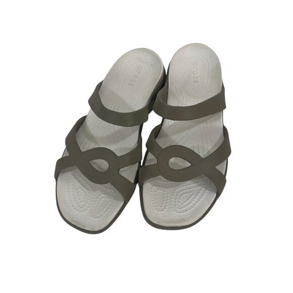 Crocs Womens Slip On Tan Brown Strappy Sandals SZ 11Comfort Outdoor - Picture 2 of 11